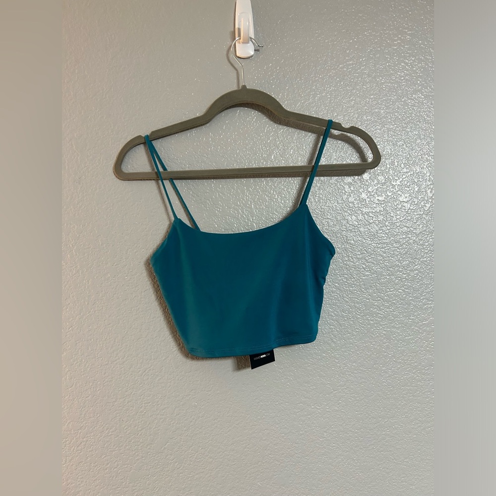 Women’s Teal blue stretch Spaghetti Strap crop top size small